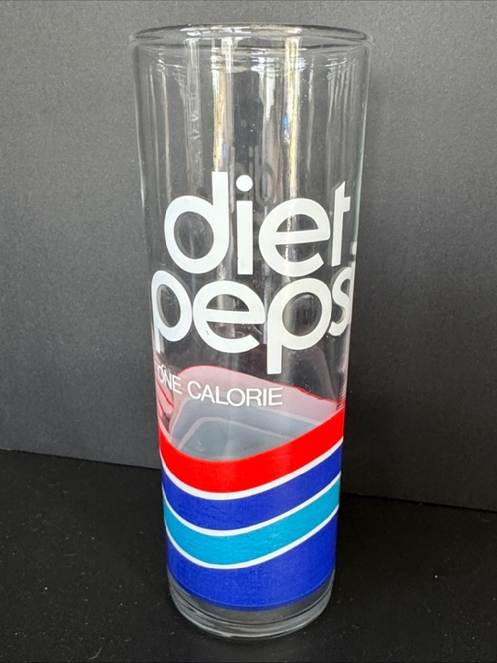 VTG 1980s Diet Pepsi Tumbler - One Calorie Retro Red Blue Striped